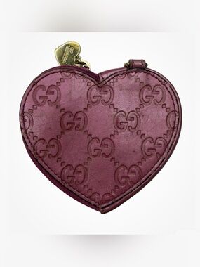 Gucci Lilac Guccissima Leather Heart Shape Coin Purse